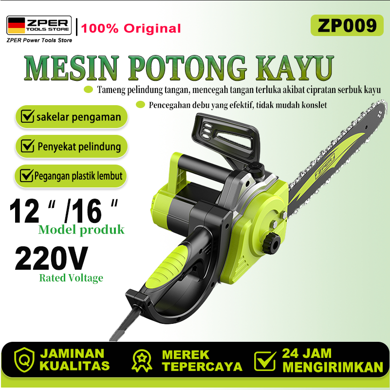 ZPER 12‘’/16‘’ Mesin Potong Kayu Mesin Chainsaw Gergaji Potong Pohon Kayu Gergaji Mesin Potong Kayu