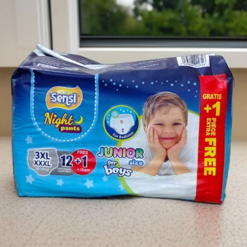 SENSI NIGHT PANTS JUNIOR 3XL/XXXL (12+1) FOR BOYS OR GIRLS_PAMPERS DIAPERS CELANA ANAK