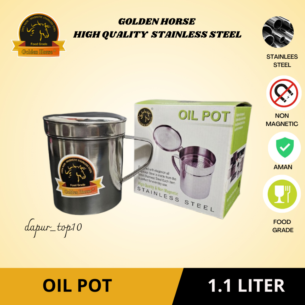 Gelas Saringan Minyak Stainless / Gelas Saring Rempah / Gelas Saring Minyak Goreng / Oil Filter YL