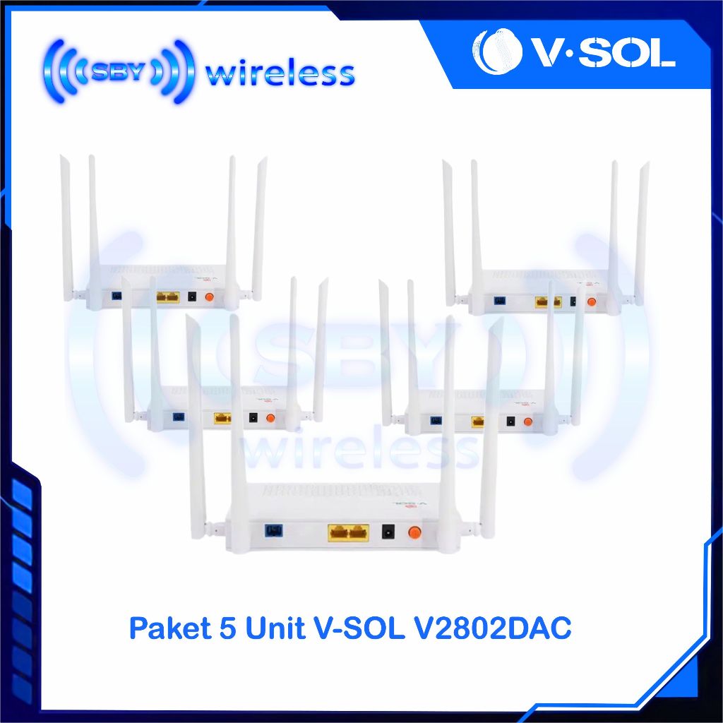 PAKET 5 Unit VSOL Xpon ONU V2802DAC 1XPON 2GE DUAL BAND WIFI5 ONU