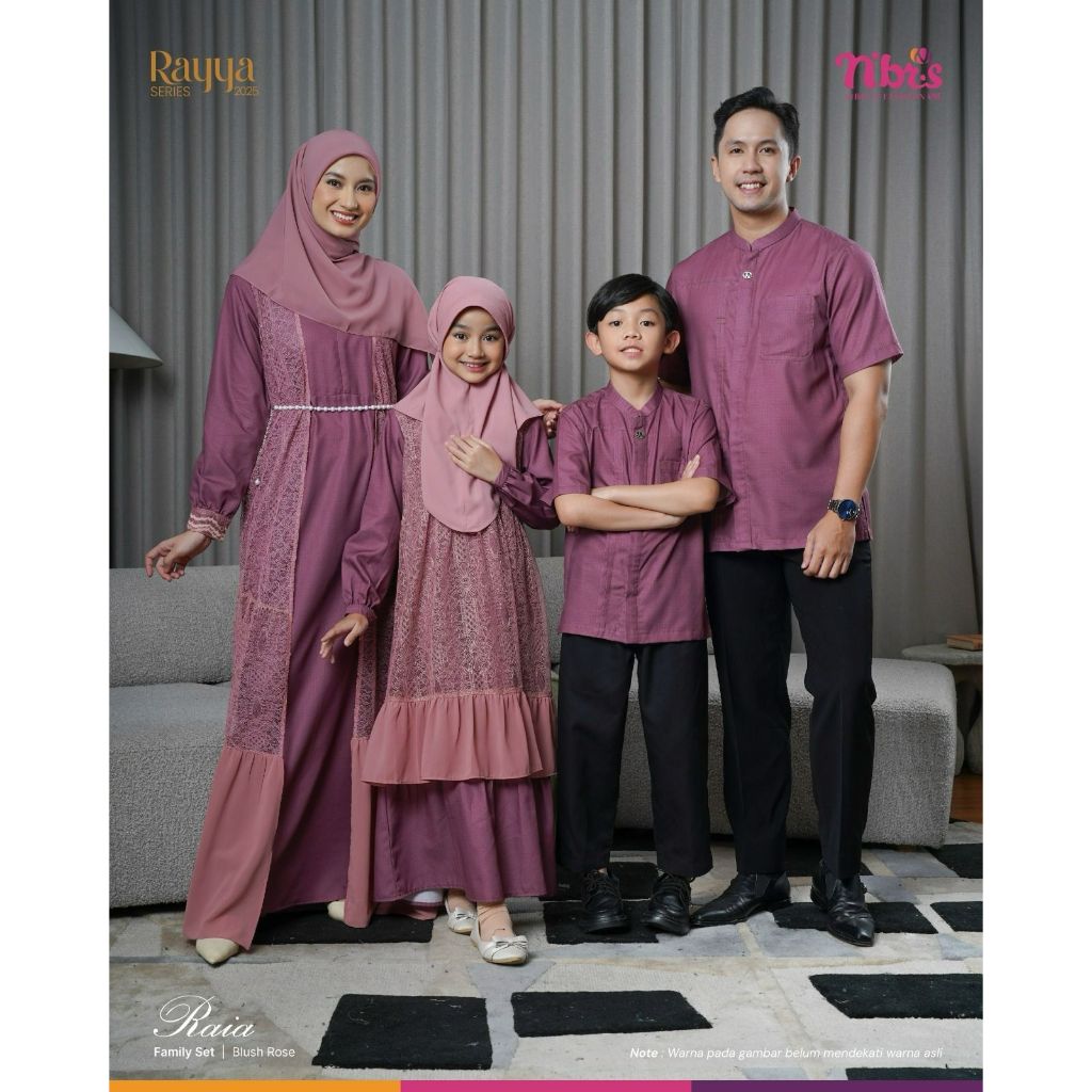 Nibras Rayya Series RAIA BLUSH ROSE Bahan Dobby RAIA mix Lace & Baby Doll Nyaman Baju Couple Keluarg