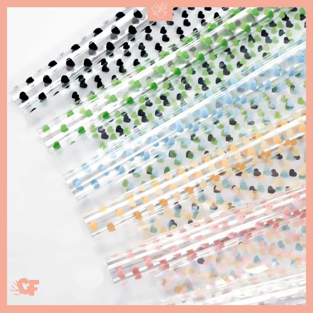 

20 LEMBAR Kertas Buket Bunga OPP Transparan Love Premium Flower Wrapping Cellophane Paper KB63