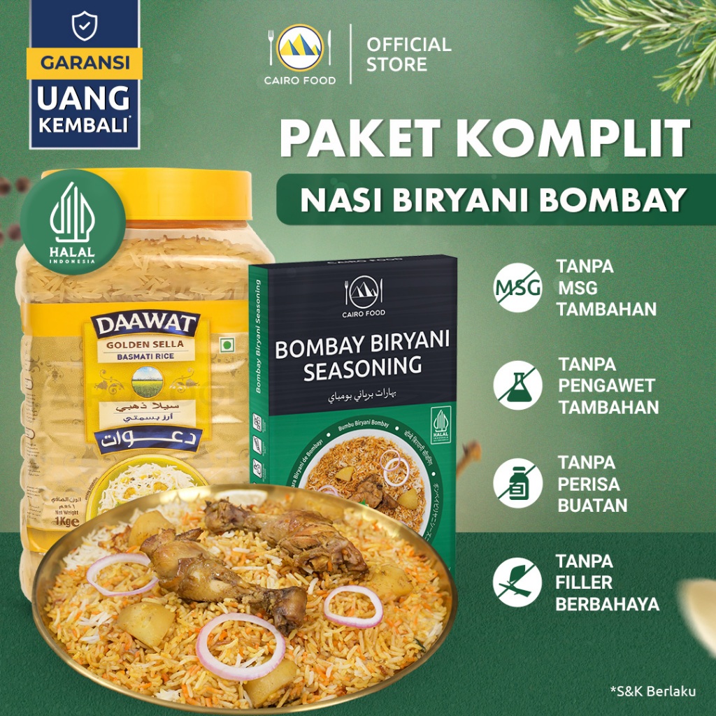 

Paket Komplit Nasi Bombay Biryani Sehat – Tanpa MSG, 100% Rempah Murni | Cairo Food