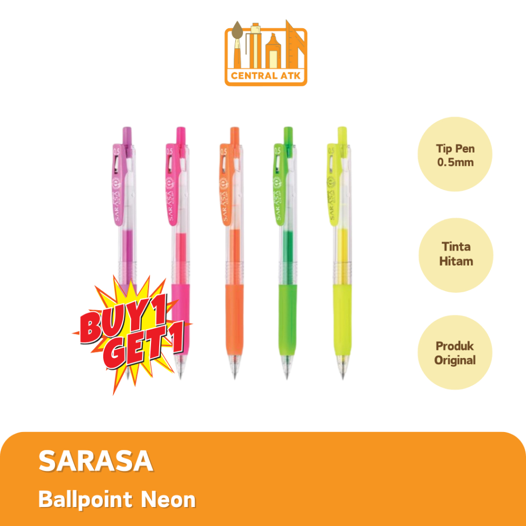 

PROMO ! BOLPEN / PULPEN SARASA NEON 0.5 (1 PCS) GET 1 FREE