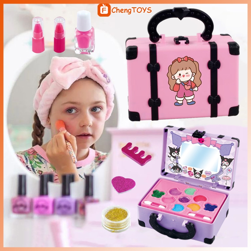 FChengTOYS Kosmetik Kotak Princess Girls Mainan Set 17 Pcs Girls Makeup Toys Lipstik Eye Shadow