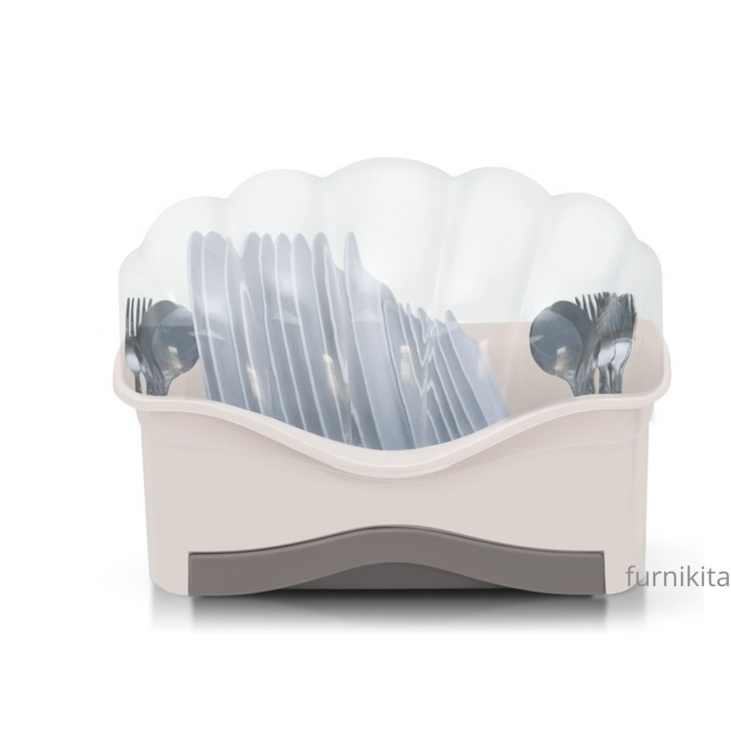 ROVEGA RAK PIRING PLASTIK DISH RACK SHELLA TEMPAT PIRING SENDOK GELAS