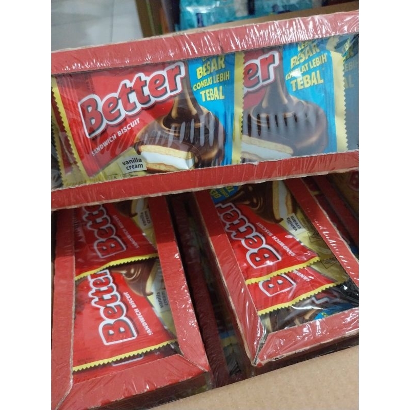 

Better Sandwich Lapis Cokelat dengan Krim Vanila 1 Box isi 10 + 1 Sachet