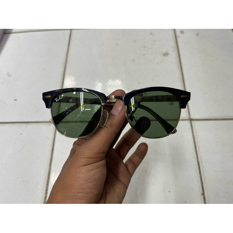 KACAMATA RAYBAN CLUB MASTER 3016 SPESIAL SERIES MOTIP HITAM LENSA BOTOL second ori