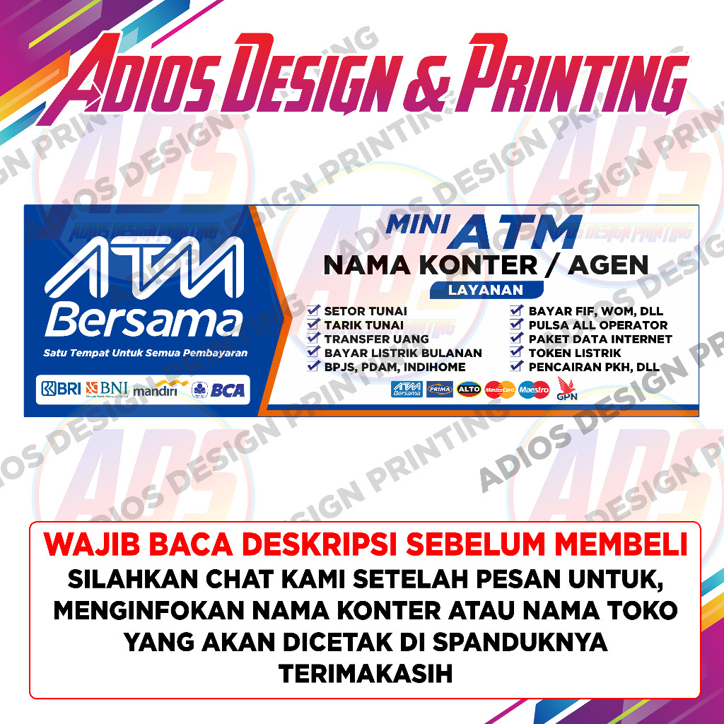 Spanduk Mini ATM / Banner Mini ATM / Spanduk Banner Mini ATM - Flexy 280 gsm
