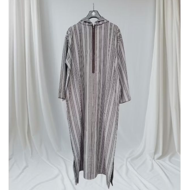 Djellaba.id Gamis Umroh Baju Muslim Jubah Sholat Hoodie Jalabah Kapucong Maroko Pria Flanel Abu Cokl