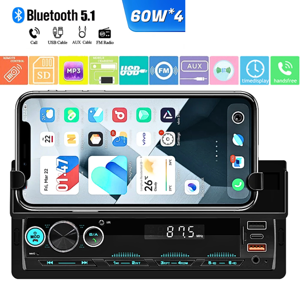 Taffware Tape Mobil avanza super bass MP3 Player Bluetooth USB ISO with Phone Holder - HL82