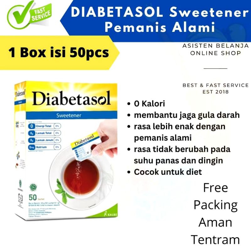 

Diabetasol pemanis penganti gula tidak mengandung kalori 100 pcs