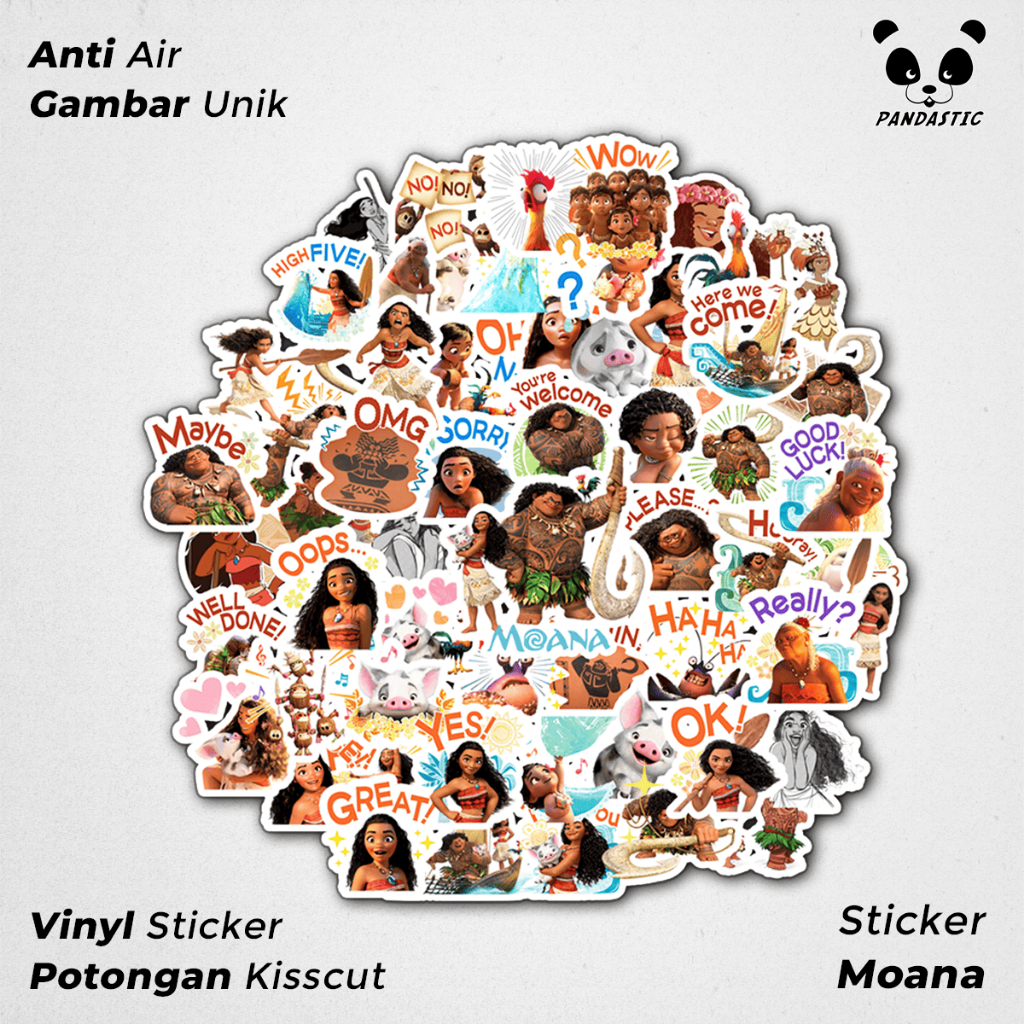 

Stiker Tempel Moana Kartun Film Paper Vinyl Dekorasi Laptop Koper Tumbler Kulkas DIY
