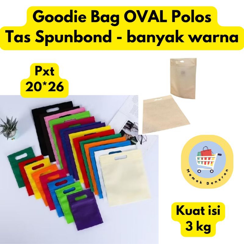 

Goodie Bag Tas Spunbond Oval Kain Hampers Kemasan Bingkisan Souvenir Sembako uk 20 X 26