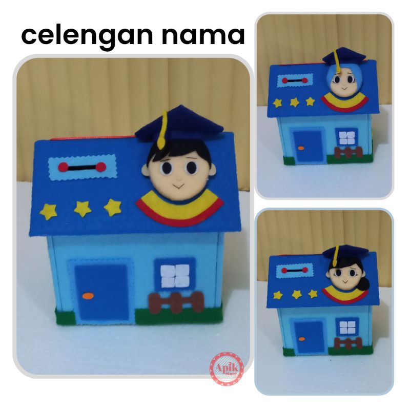 Celengan Anak Karakter Lucu Tabungan Bentuk Rumah Dari Kain Flanel Unik Keren Bisa Buka Tutup Dan Pa