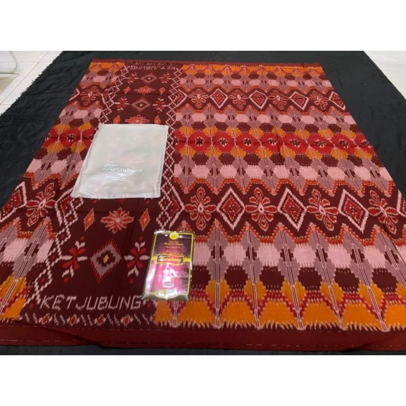 Sarung KETJUBUNG RED GOYOR ATBM GOLD Motif Pelangi