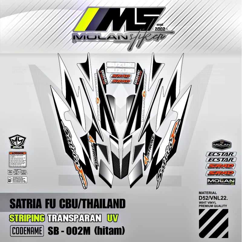 Decal Sticker Striping Variasi Transparan Uv Satria Fu Cbu Thailand 2005/2006 Suzuki Satria Fu 150 T