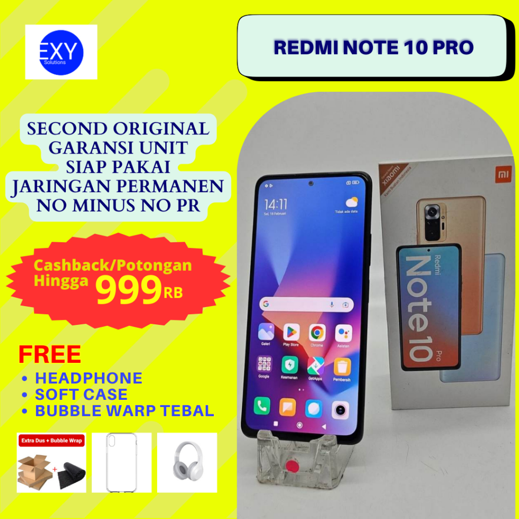 Xiaomi Redmi Note 10 Pro Ram 6 Rom 128GB Second Bekas Original Bergaransi Extam