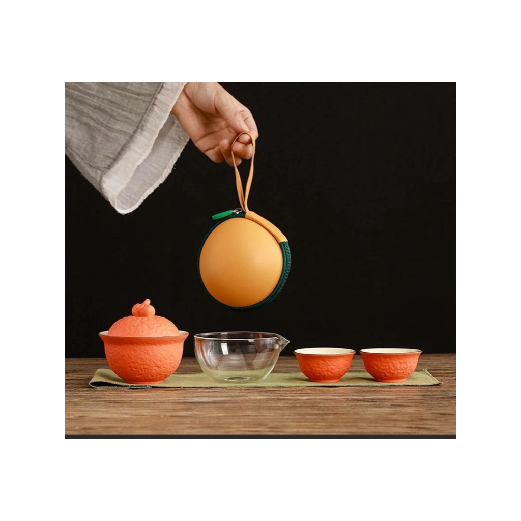 Portable Tea Pot Set Unik Tea Set Imlek Tea Set Kado Tea Set Souvenir Tea Set Jeruk