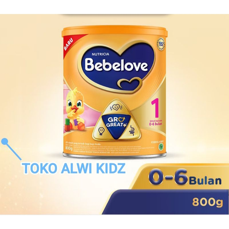 BEBELOVE 1 (0-6 bulan) & BEBELOVE 2 (6-12 bulan) SUSU FORMULA BUBUK 800 GRAM