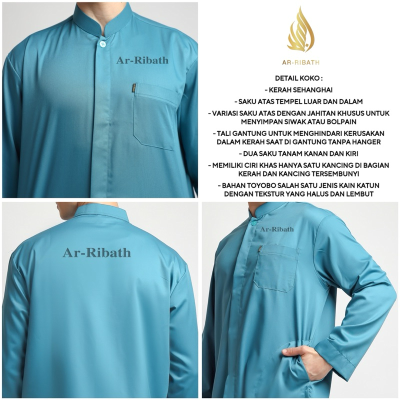 TERBARU BAJU KOKO ARRIBATH COLLECTION KERAH PENDEK SANGHAI KANCING DALAM KANTONG SAMPING BUSANA MUSL