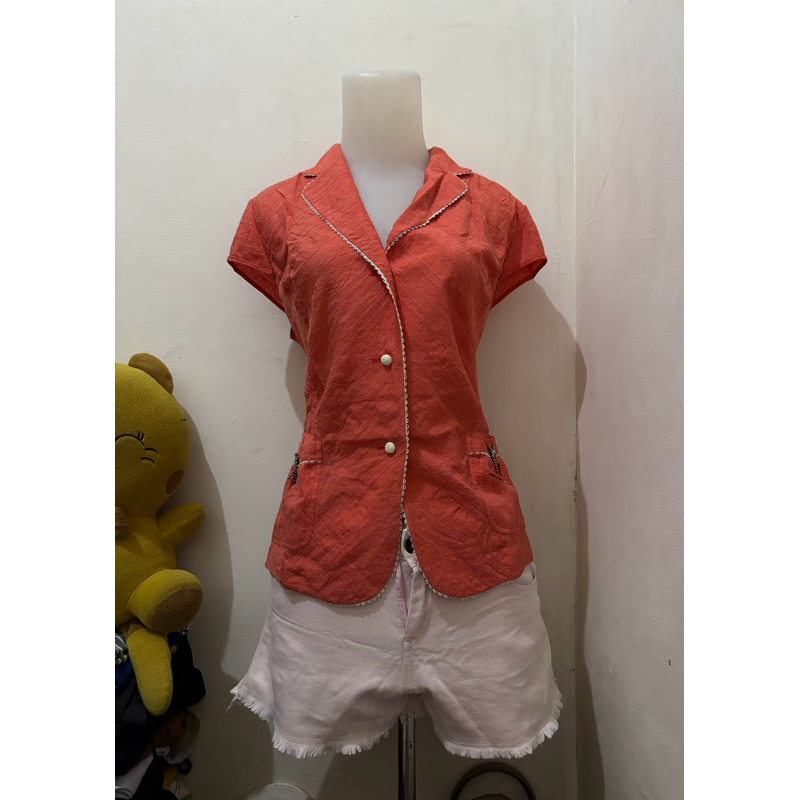 set/kemeja/kemeja motif/kemeja orange/kemeja adem/levis pendek/levis santai/baju kekinian/ukuran m/c