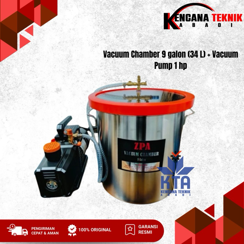 Vacuum Chamber 9 galon (34 L) + Vacuum Pump 1 hp