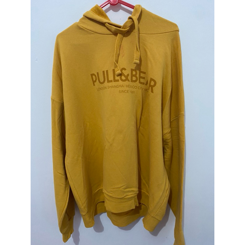 HOODIE PULL & BEAR ORI 100% unisex kuning size L preloved murah