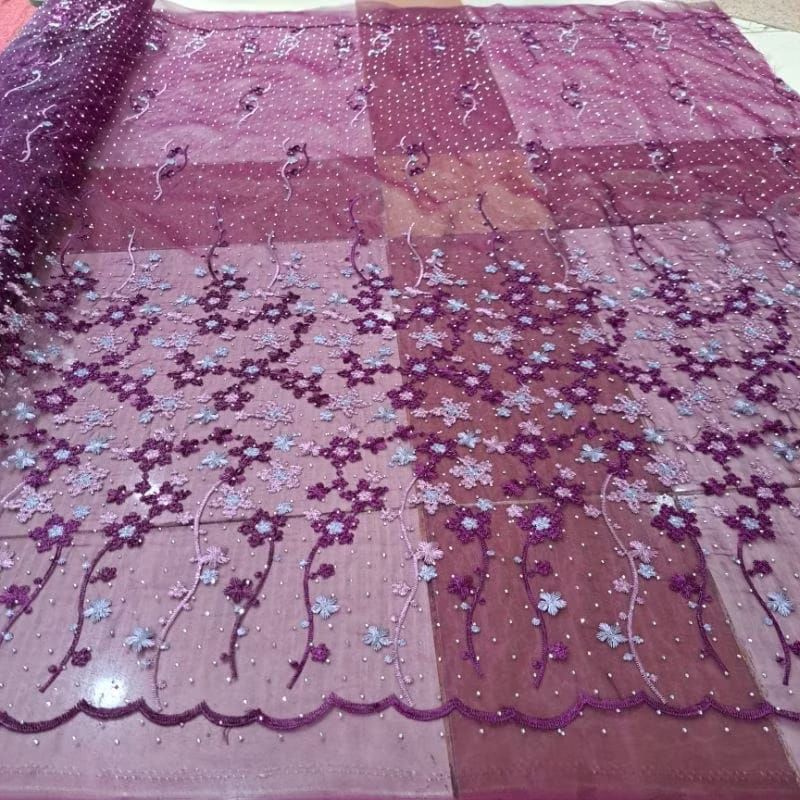 PROMO.... TILE ORGANZA MOTIF BUNGA KECIL FUL PAYET SOROSKIN