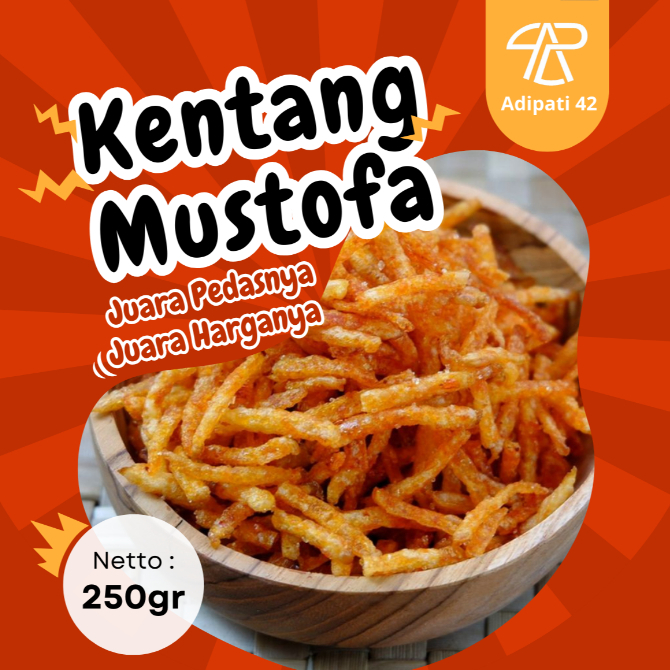 

Camilan Kentang Mustofa Rasa Original, Pedas Manis dan Rasa Rendang Netto 250gr