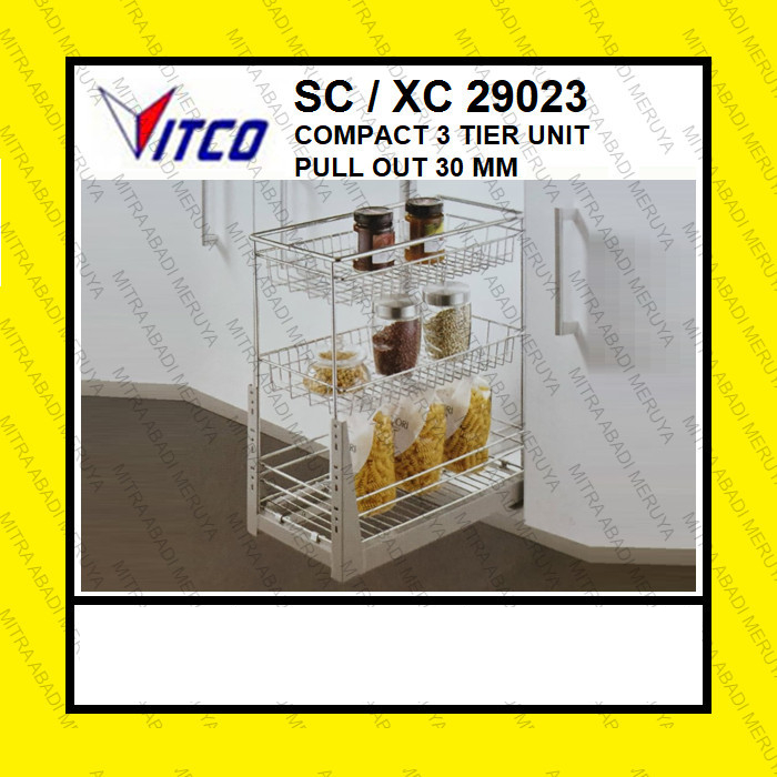 Vitco XC SC SM 29023 Rak Bumbu Dapur 3 Susun Laci Tarik Stainless SS
