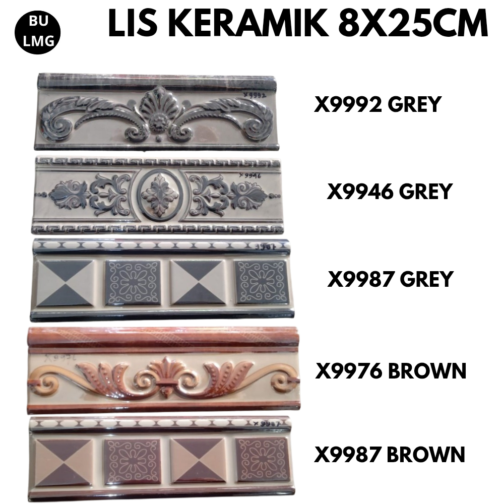 List Keramik Dinding Timbul 8x25cm Import Aneka Rupa || List Dinding Import || Lis Keramik Dinding