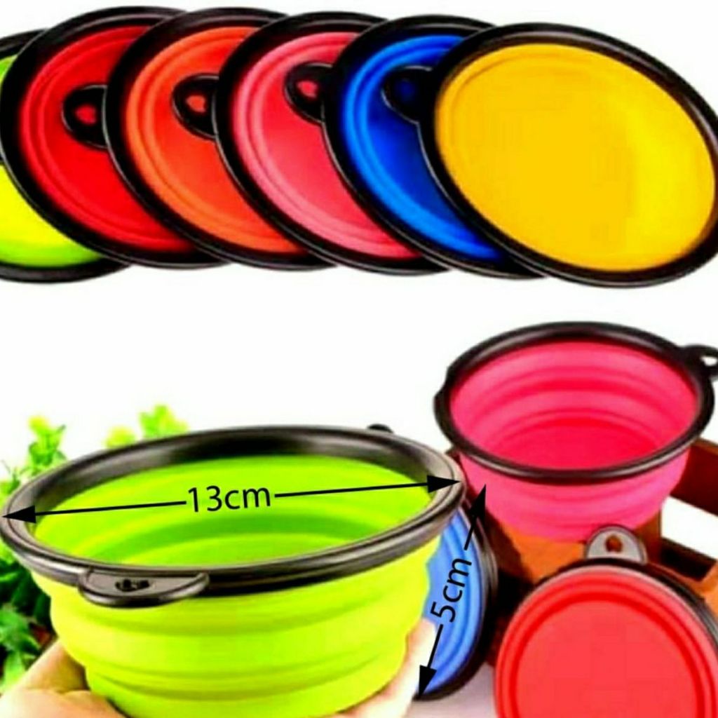 Pet Bowl Silikon Lipat Mangkok Tempat Makan Minum Hewan Anjing Kucing Mangkok Pet Aksesoris