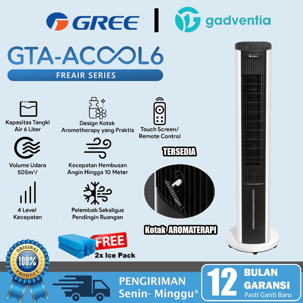 GREE ACOOL6 Air Cooler Tower Fan Penyejuk Ruangan 6L Aromaterapi GTA Acool 6 Acool4 Circool14L