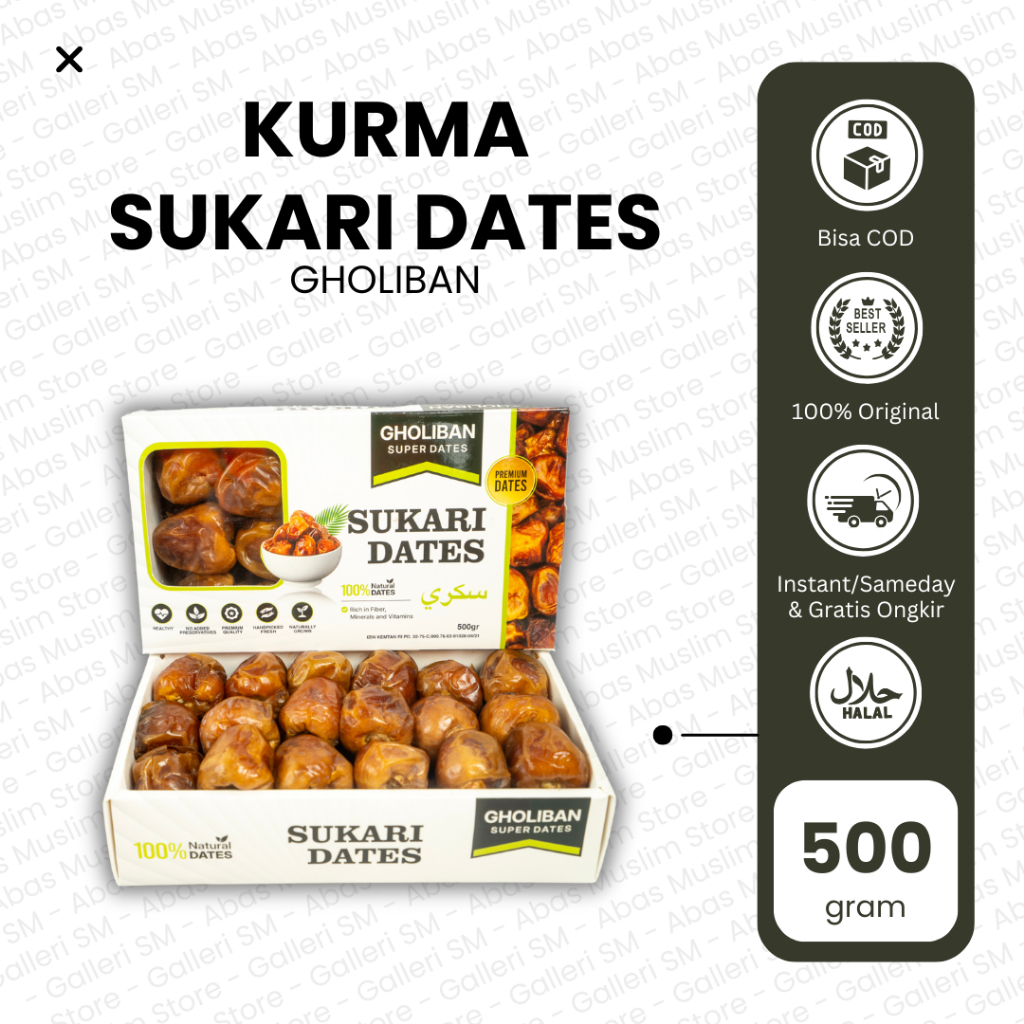 

Kurma Sukari Dates 500 gr Gholiban Korma Basah Sukkari Premium Fresh Original