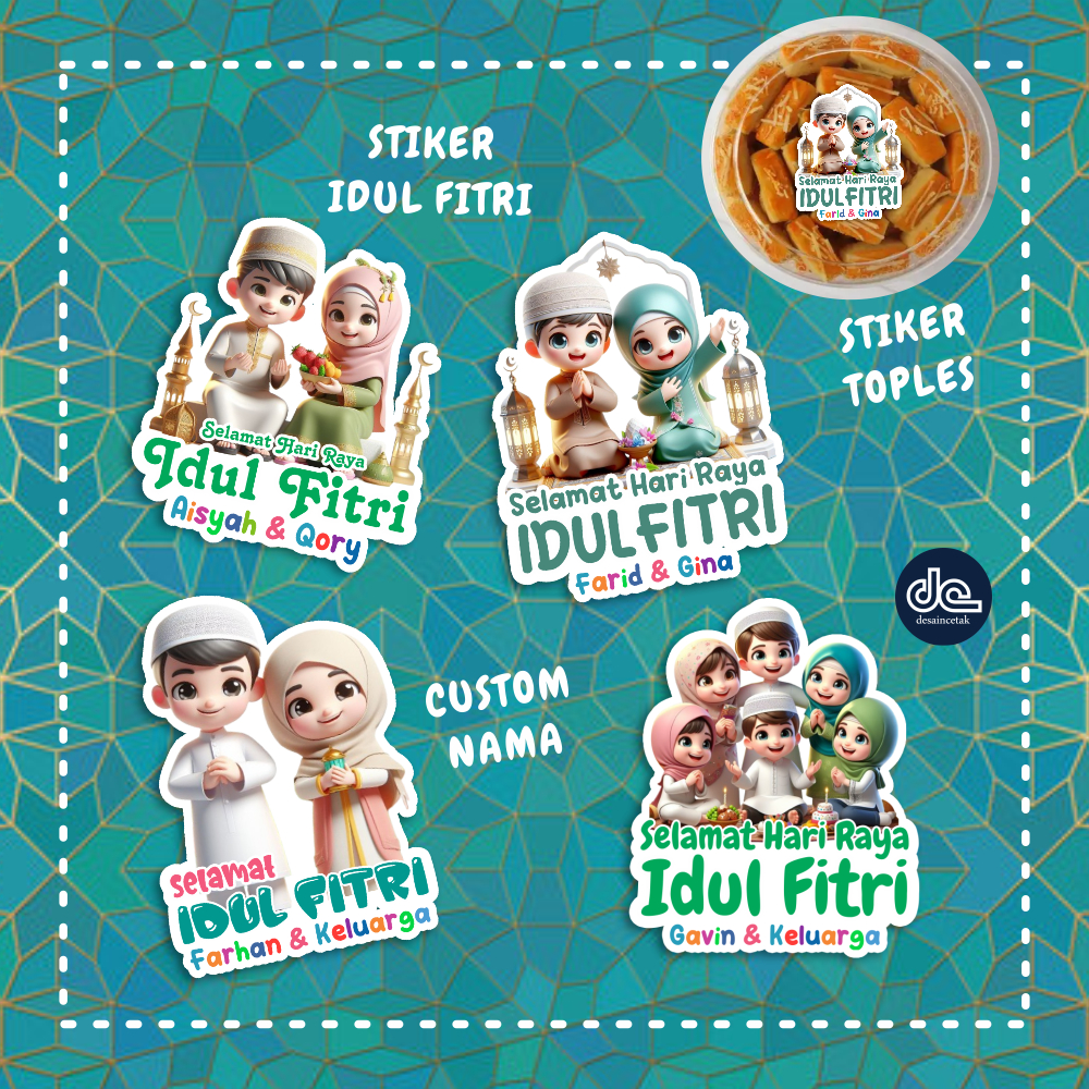 

35pcs Stiker Toples Idul Fitri Karakter 3D / Sticker Bento Lebaran / Stiker Kemasan Parcel / Sticker HamPers Lebaran