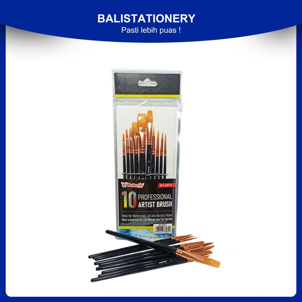 

Kuas Cat Air Minyak Lukis Acrylic Akrilik Butterfly Brush Set BT-ART2
