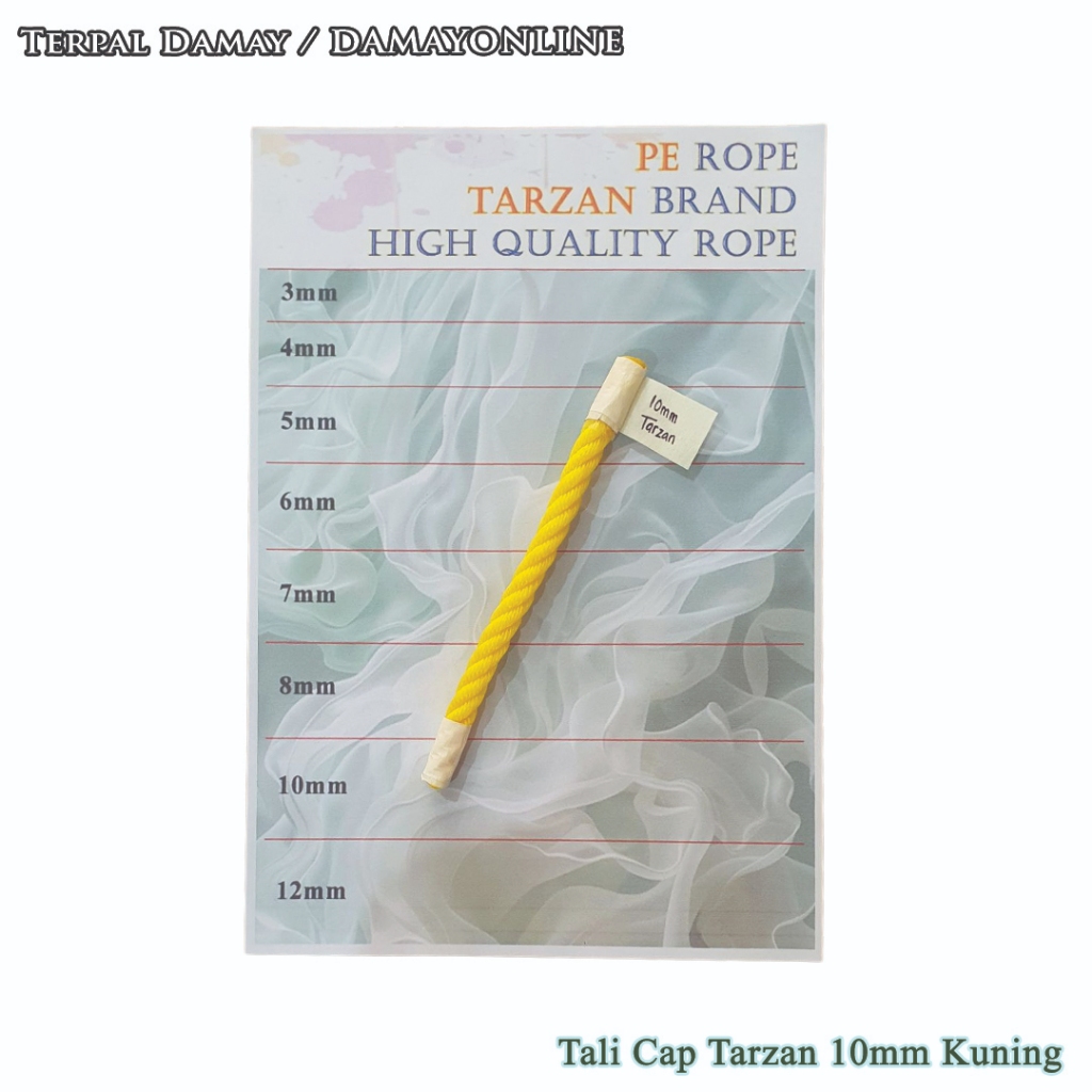 

Tali Tambang PE Cap Tarzan 10mm Kuning / Meter ( Harga Per Meter )