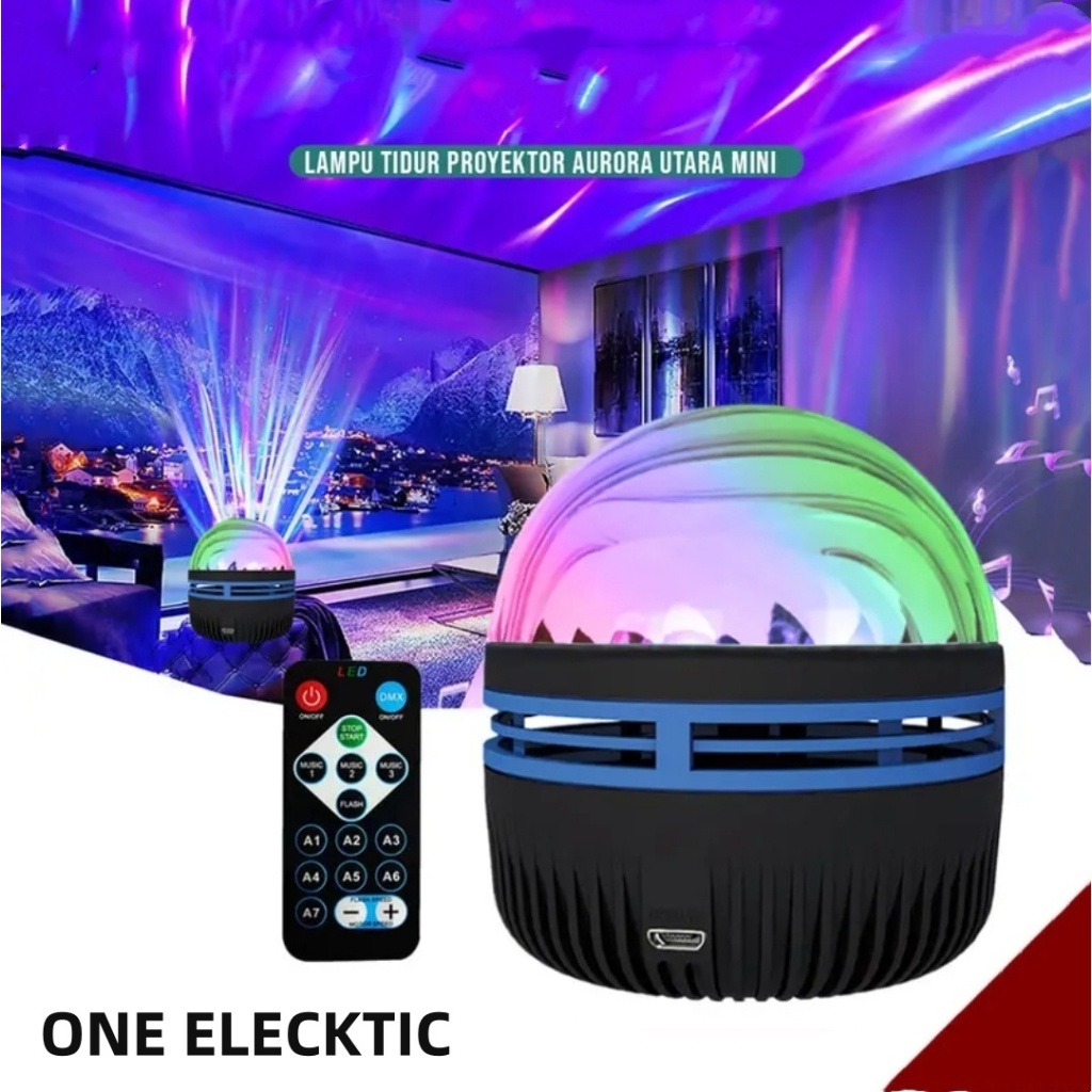 Lampu proyektor Aurora Utara mini Lampu Galaksi Langit Aurora Lampu Tidur Lampu Disco + Remote
