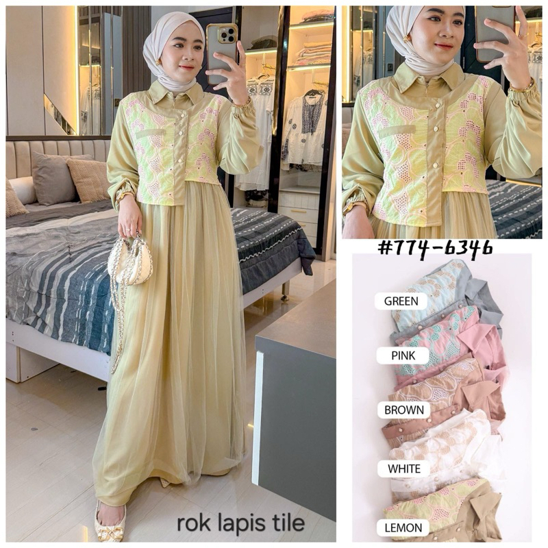 Gamis tile rompi brukat