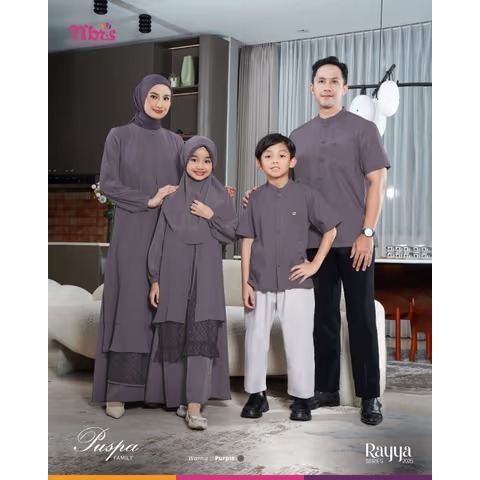 Gamis Keluarga Nibras Termurah PUSPA PURPLE Gamis Sarimbit Terbaru Lebaran 2025 Set Couple Keluarga