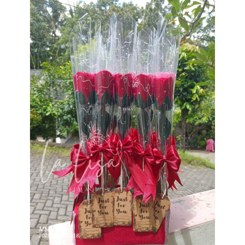 [10 PCS PAKET LENGKAP] BUKET BUNGA FLANEL TERMURAH LENGKAP KARTU UCAPAN