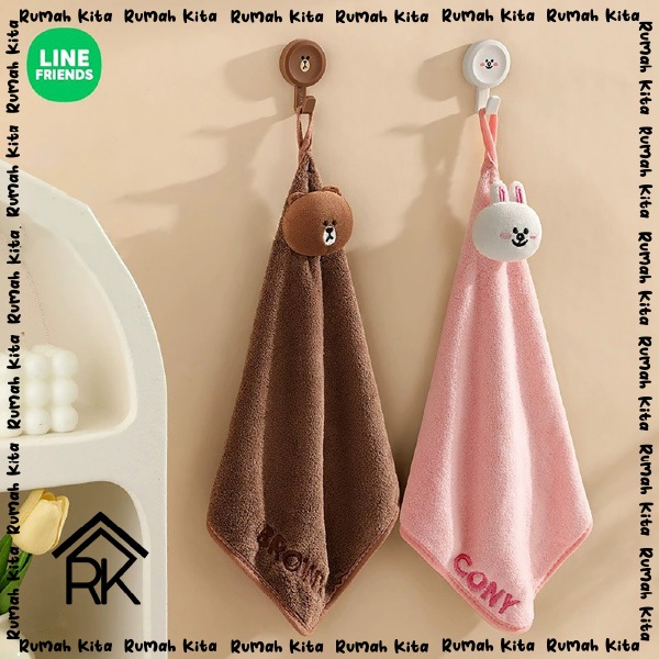 LINE FRINDS - LAP TANGAN SERBET HANDUK GANTUNG KITCHEN TOWEL MOTIF BROWN SALLY CONY UKURAN 30X30 CM