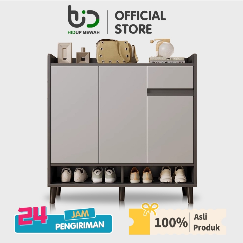 Hidup Mewah Rak Sepatu Kayu Minimalis Lemari Rak Serbaguna /lemari rak sepatu 120cm