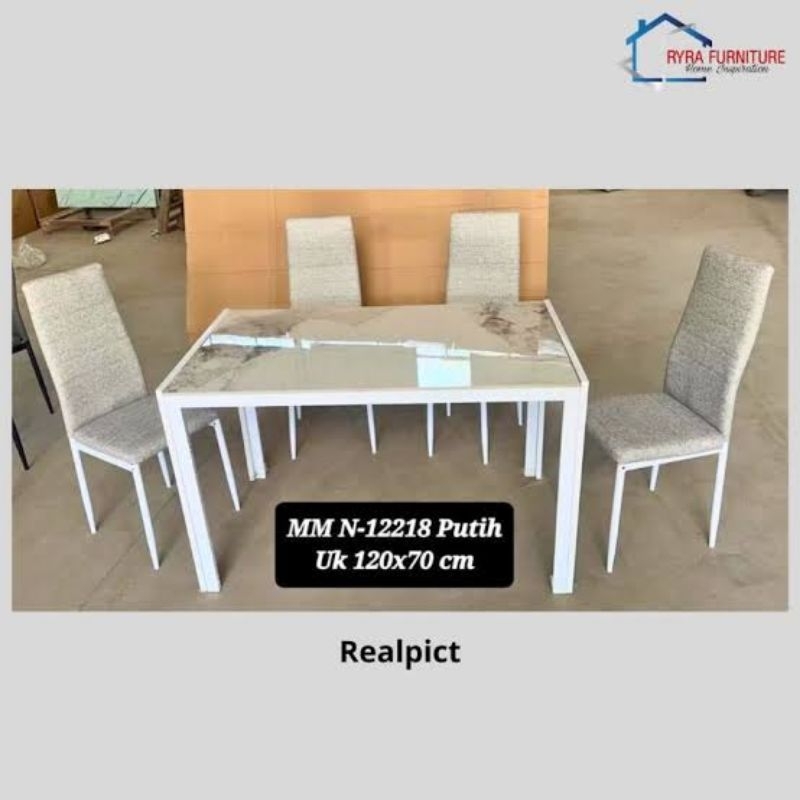 SET MEJA MAKAN 4 KURSI/MEJA MAKAN MINIMALIS/MEJA MAKAN BATU NEOLITH/MEJA MAKAN MEWAH