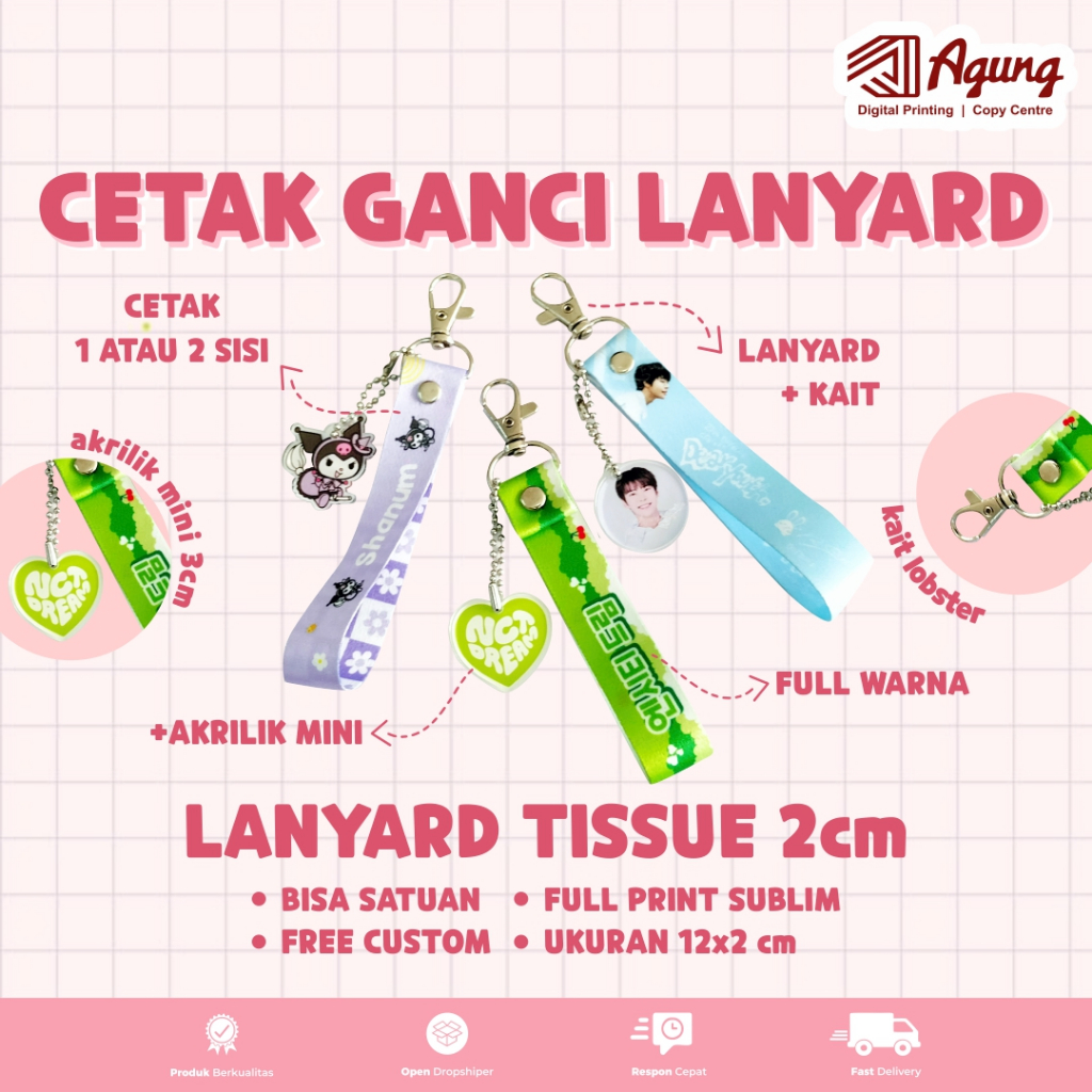 

Gantungan Kunci Lanyard 2 Sisi / Lanyard Gantungan Kunci 2 Sisi / Ganci Lanyard /Gantungan Kunci Motor / Ganci Lanyard Tas