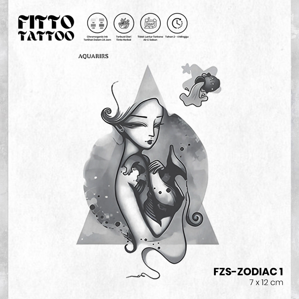 Stiker Tato Temporer Premium Fruit Ink Semi Permanen Anti Air Tato Zodiak Premium Bintang Tatto