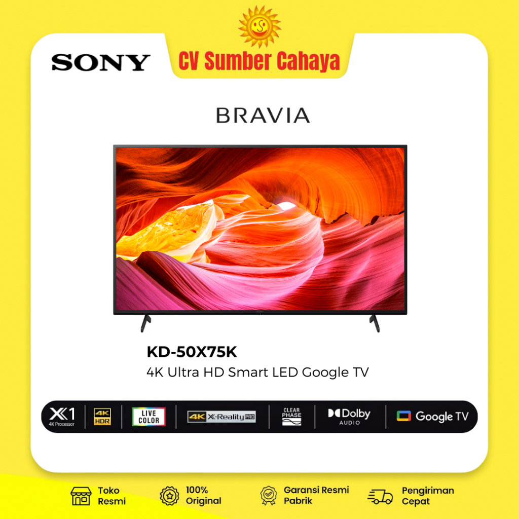 SONY 50 Inch LED 4K HDR Smart Google TV KD50X75K KD-50X75K