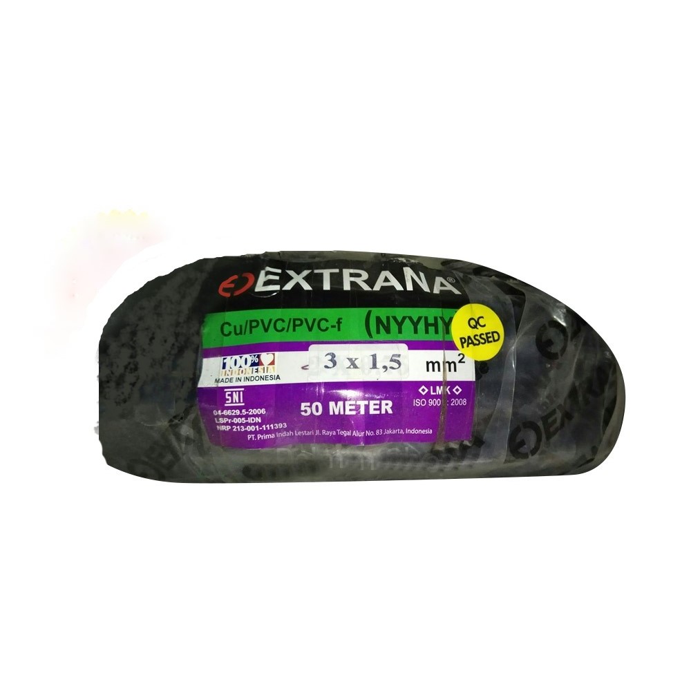EXTRANA KABEL NYYHY 3 x 1.5 HITAM SERABUT (Per 5 Meter )