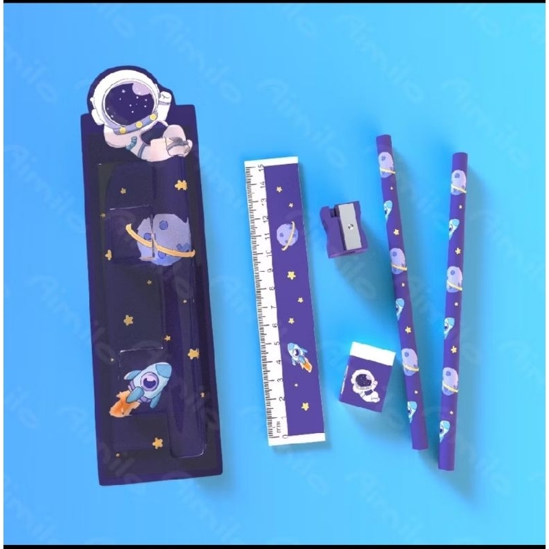 

[READY]5in1 Pensil Set Alat Tulis Anak Lucu Dan Penghapus Untuk Tempat Pensil